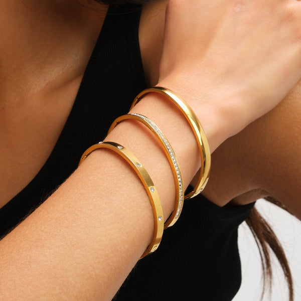 Jon Richard Waterproof Gold Plated Crystal Row Bangle
