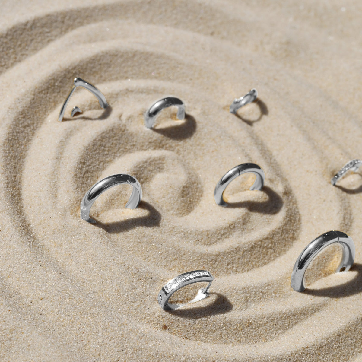 Jon Richard Waterproof Silver Plated Crystal And Polished Hoop Earrings