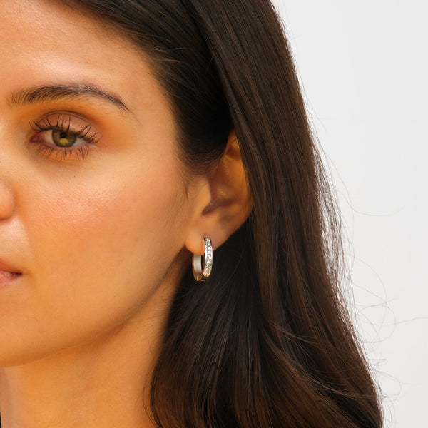 Jon Richard Waterproof Silver Plated Crystal And Polished Hoop Earrings