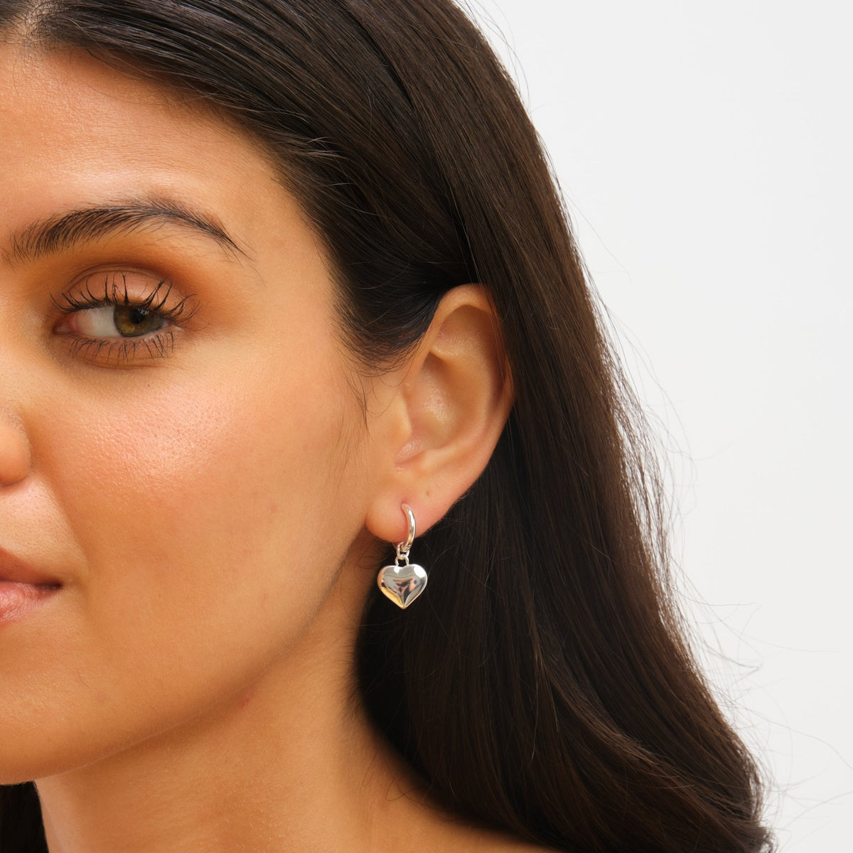 Jon Richard Waterproof Silver Plated Heart Charm Hoop Earrings