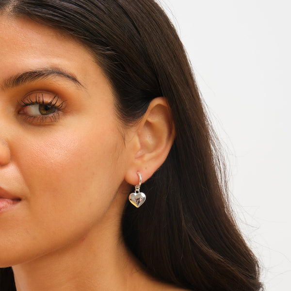 Jon Richard Waterproof Silver Plated Heart Charm Hoop Earrings