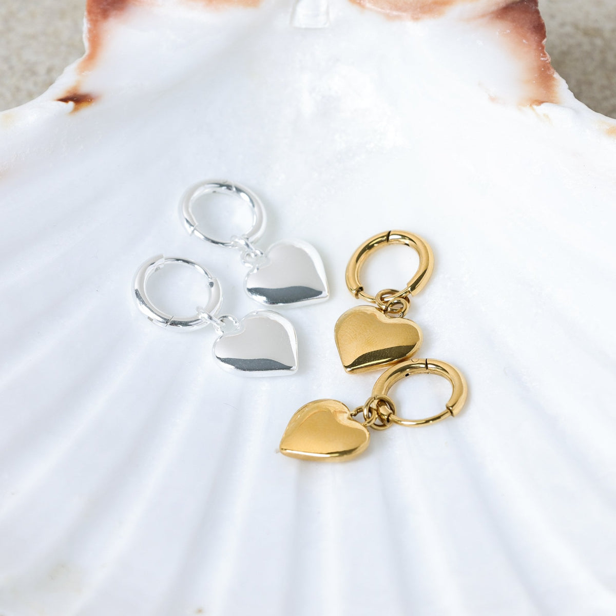 Jon Richard Waterproof Silver Plated Heart Charm Hoop Earrings
