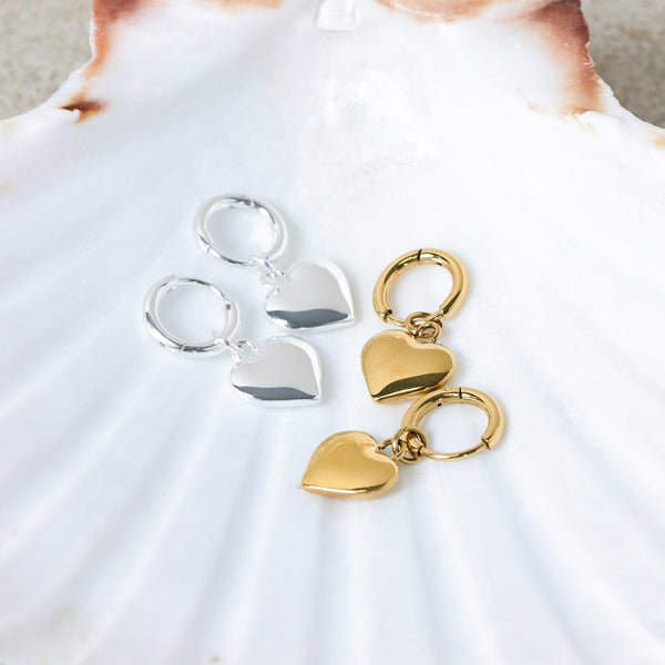 Jon Richard Waterproof Silver Plated Heart Charm Hoop Earrings