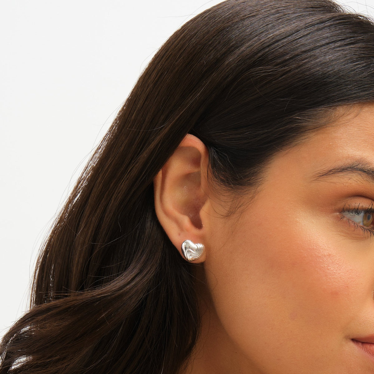 Simply Silver Sterling Silver 925 Polished Molten Heart Stud Earrings