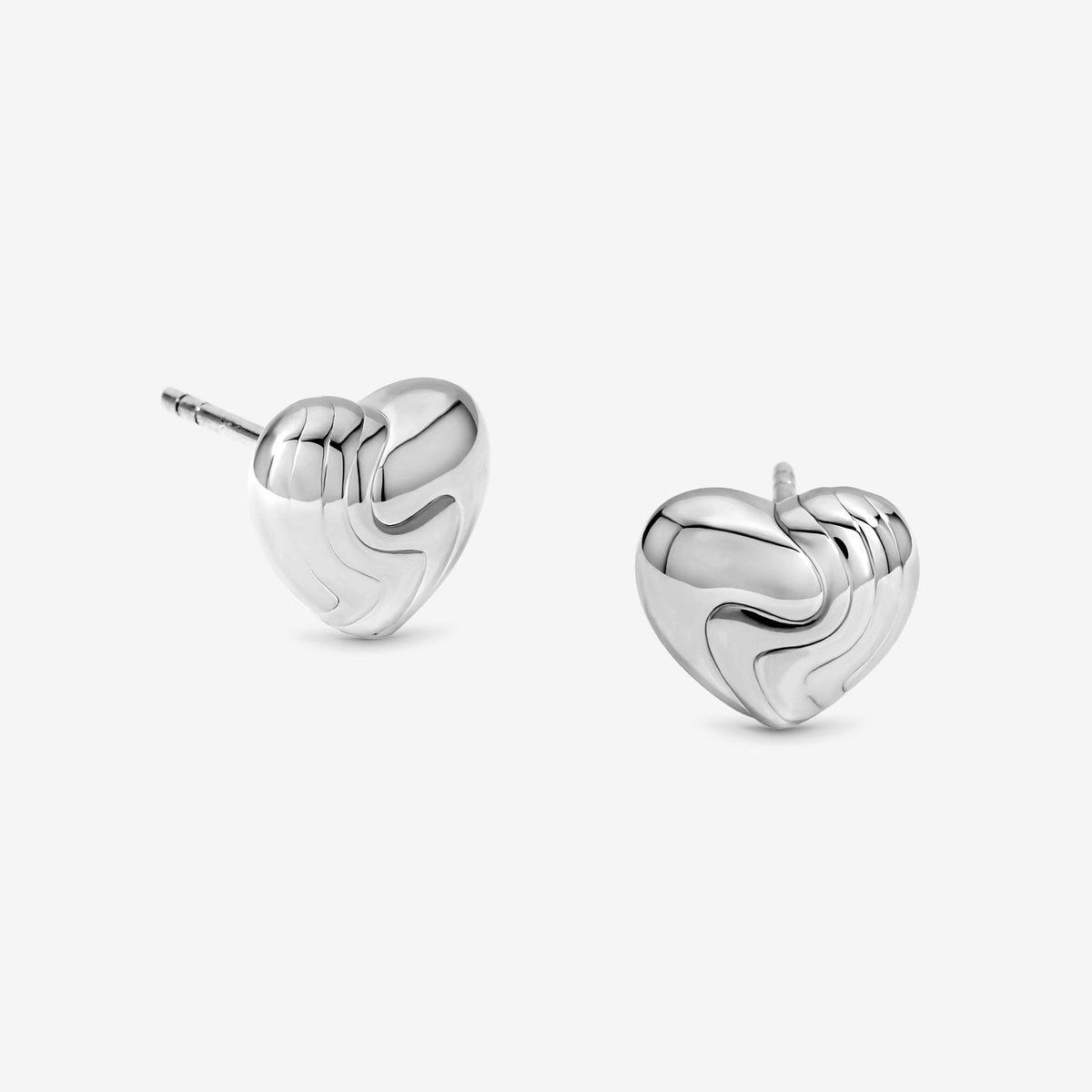 Simply Silver Sterling Silver 925 Polished Molten Heart Stud Earrings
