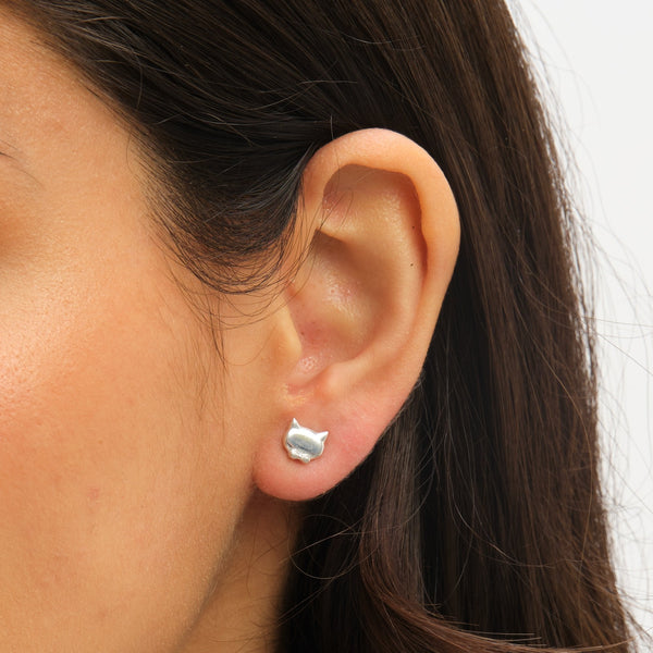 Simply Silver Sterling Silver 925 Polished Cat Stud Earrings