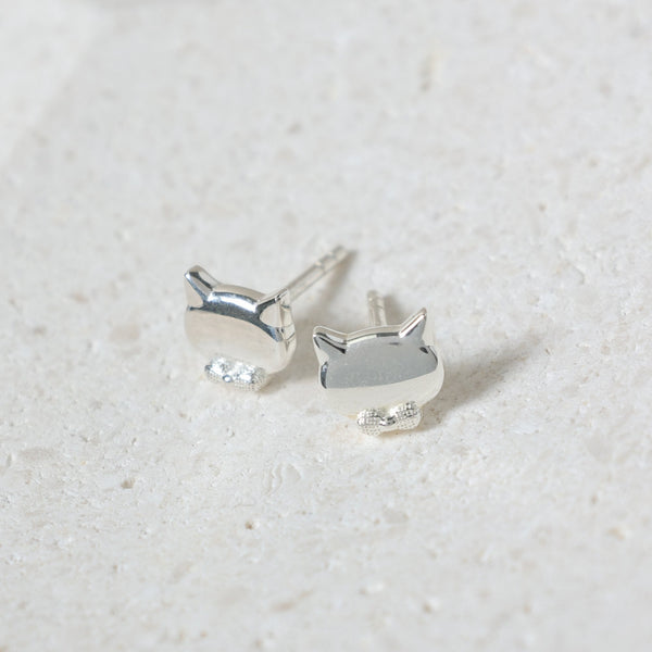 Simply Silver Sterling Silver 925 Polished Cat Stud Earrings