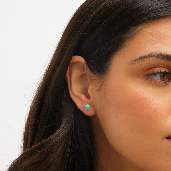 Simply Silver Sterling Silver 925 Polished Turquoise Stud Earrings