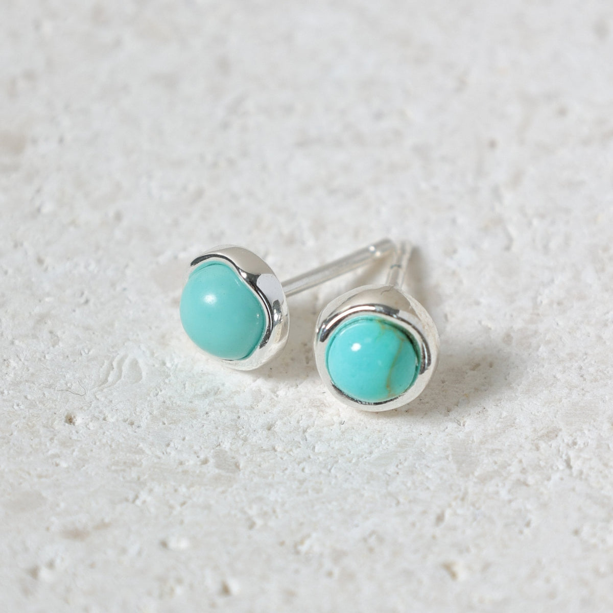 Simply Silver Sterling Silver 925 Polished Turquoise Stud Earrings
