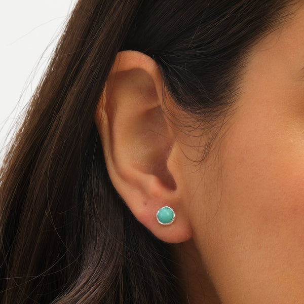 Simply Silver Sterling Silver 925 Polished Turquoise Stud Earrings