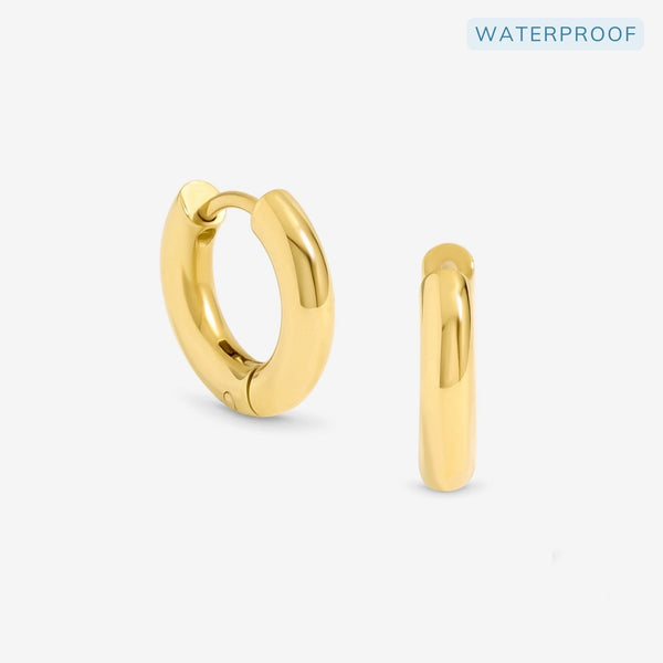 Jon Richard Waterproof Gold Plated Small Chubby Hoop Earrings