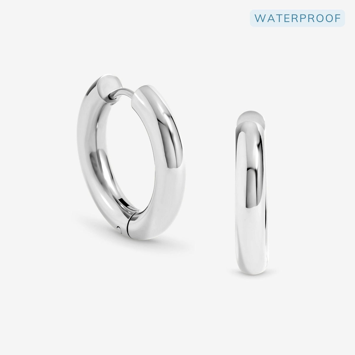 Jon Richard Waterproof Silver Plated Medium Chubby Hoop Earrings