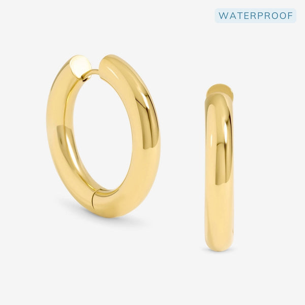 Jon Richard Waterproof Gold Plated Large Chubby Hoop Earrings