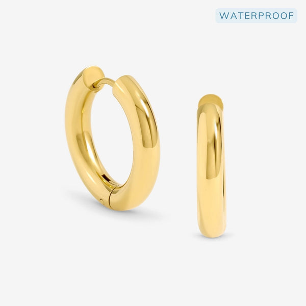 Jon Richard Waterproof Gold Plated Medium Chubby Hoop Earrings