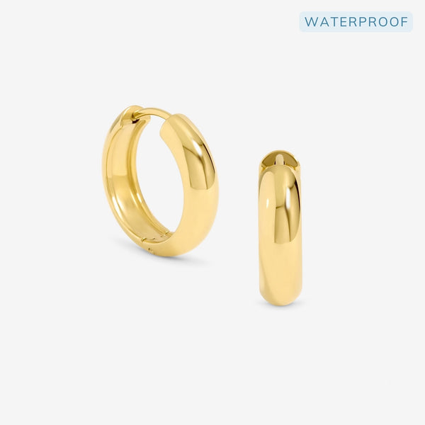 Jon Richard Waterproof Gold Plated Small Flat Surface Hoop Earrings
