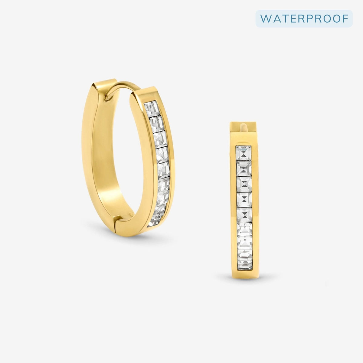 Jon Richard Waterproof Gold Plated Crystal And Polished Hoop Earrings