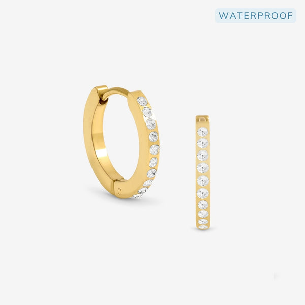 Jon Richard Waterproof Gold Plated Crystal And Polished Huggie Hoop Earrings