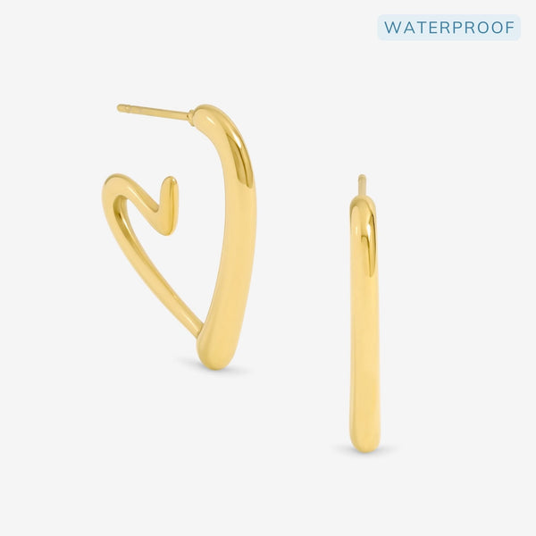 Jon Richard Waterproof Gold Plated Heart Hoop Earrings