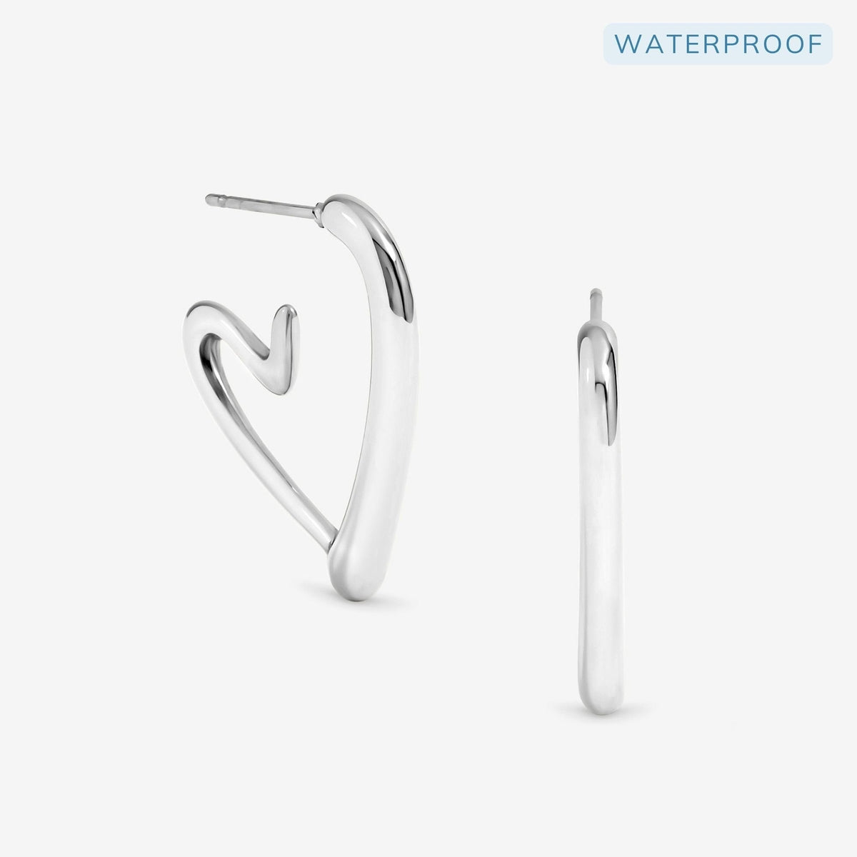 Jon Richard Waterproof Silver Plated Heart Hoop Earrings