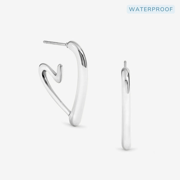Jon Richard Waterproof Silver Plated Heart Hoop Earrings