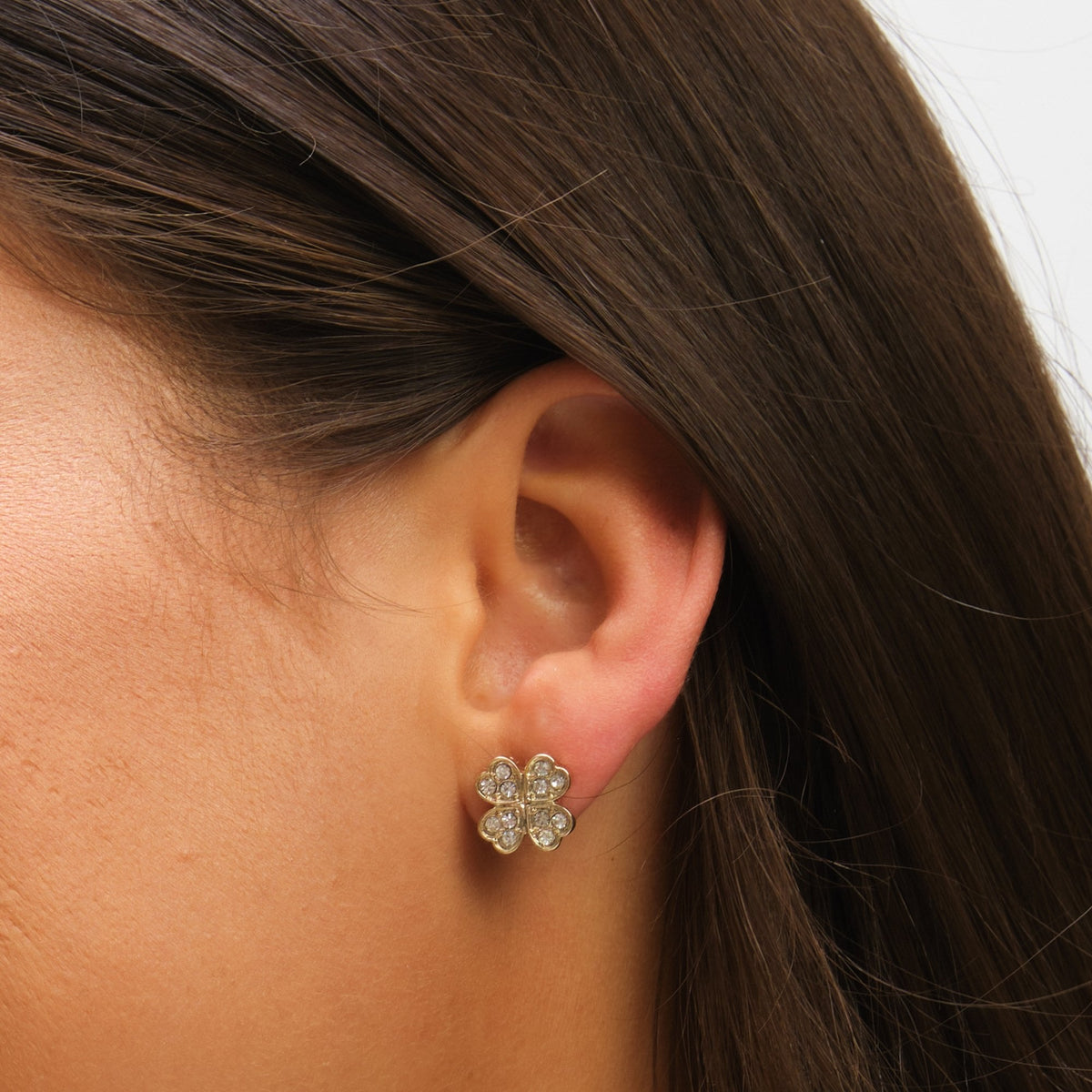 Mood Gold & Jet Crystal Clover Stud Earrings - Pack Of 3