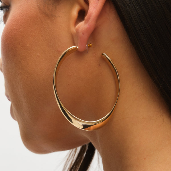 Mood Gold Polished Oval Hoop Earrings