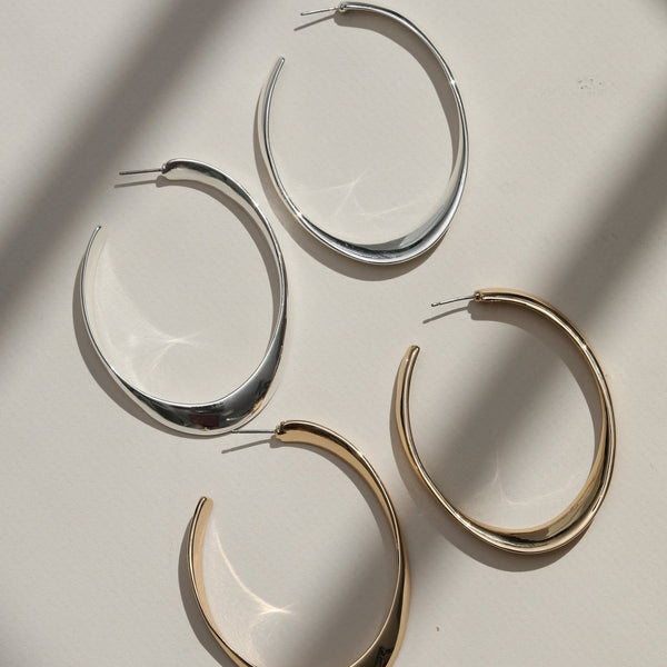 Mood Gold Polished Oval Hoop Earrings