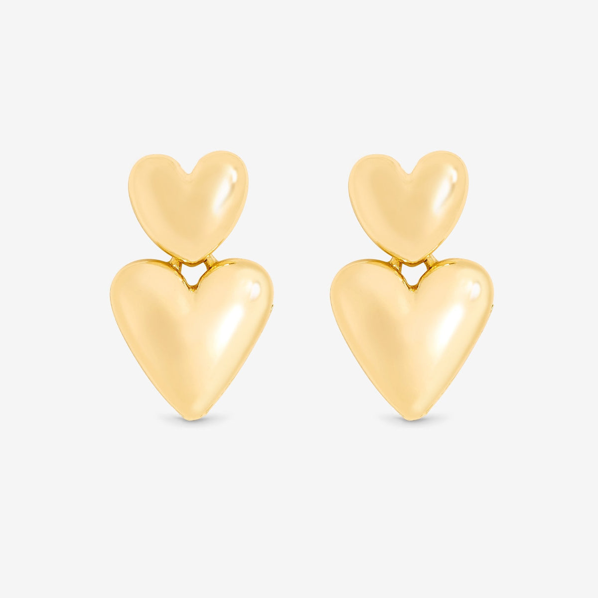 Mood Gold Polished Puffed Heart Drop Earrings