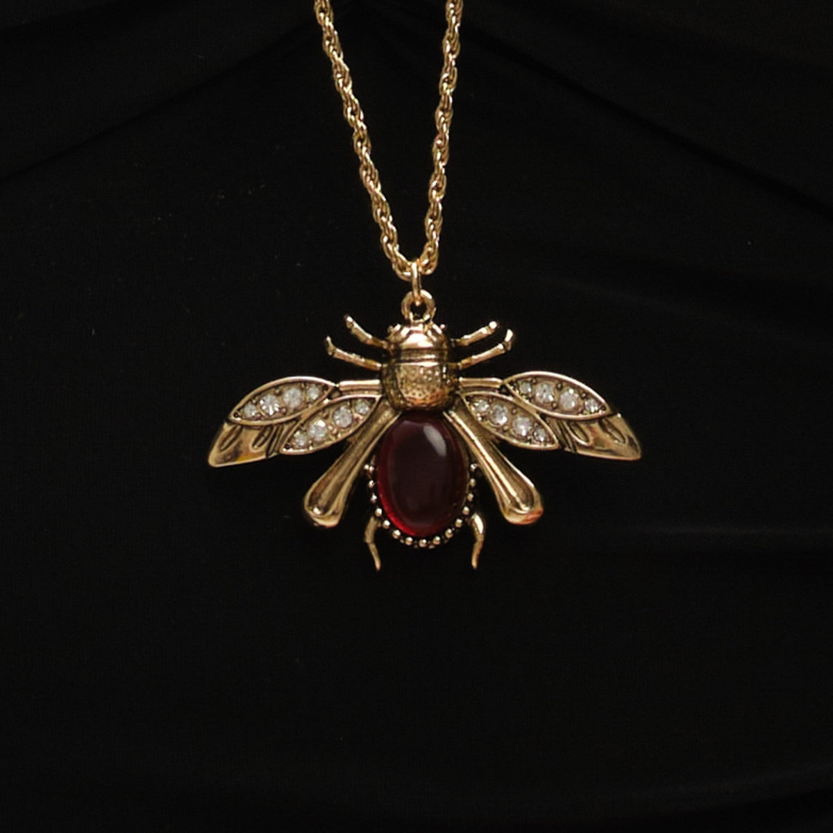 Mood Gold Twisted Rope Insect Long Pendant