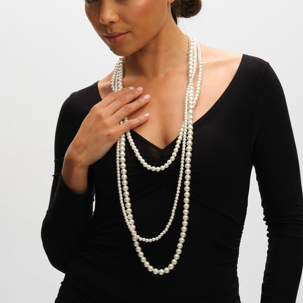 Mood Pearl Multi Row Statement Long Necklace