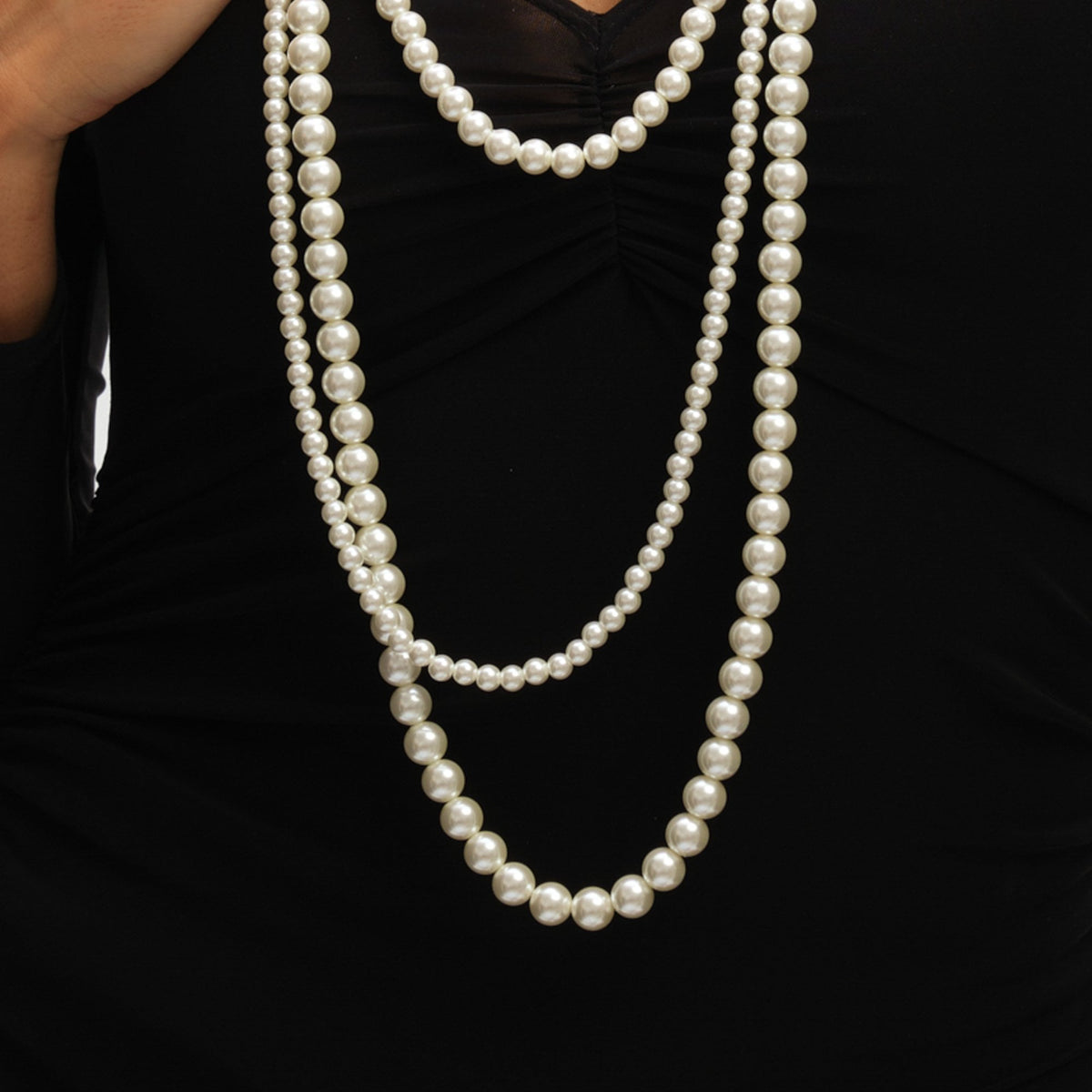 Mood Pearl Multi Row Statement Long Necklace
