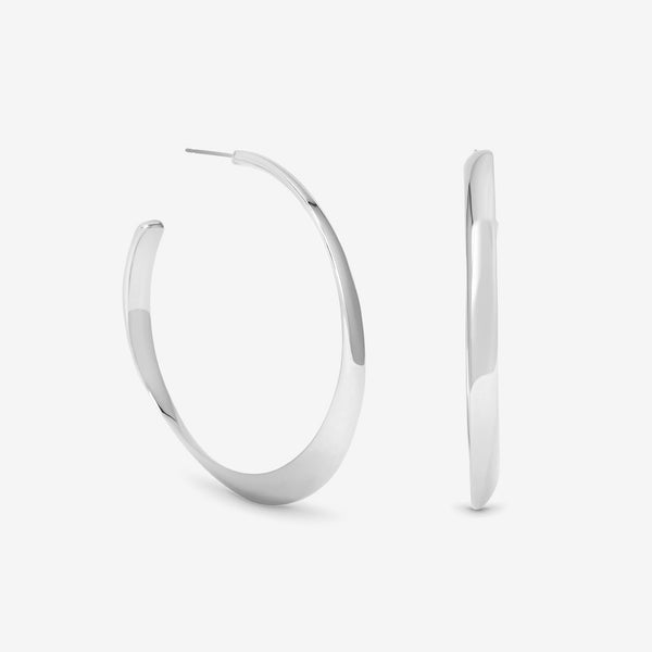 Mood Silver Polished Oval Hoop Earrings