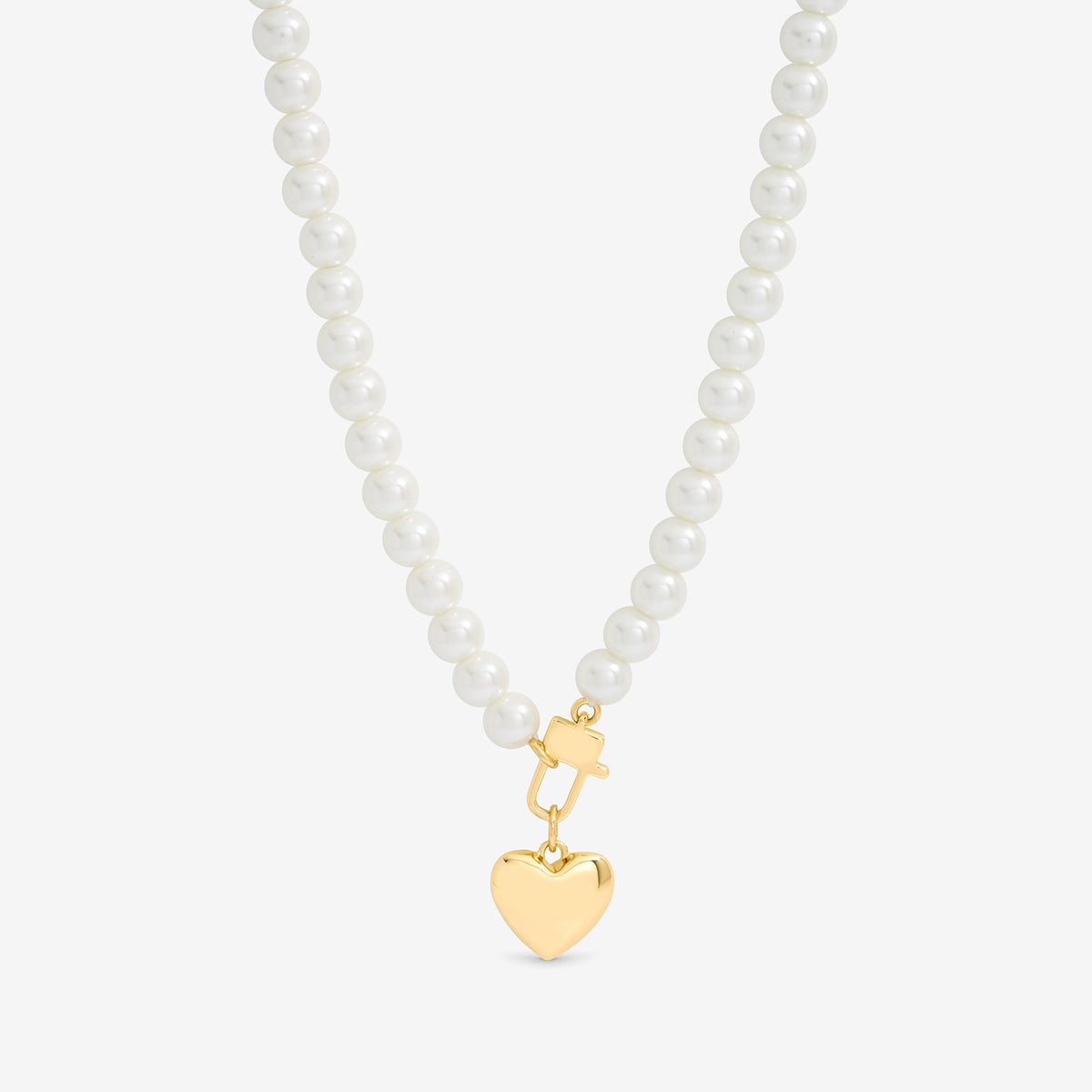 Mood Cream Pearl & Gold Polished Padlock Short Necklace