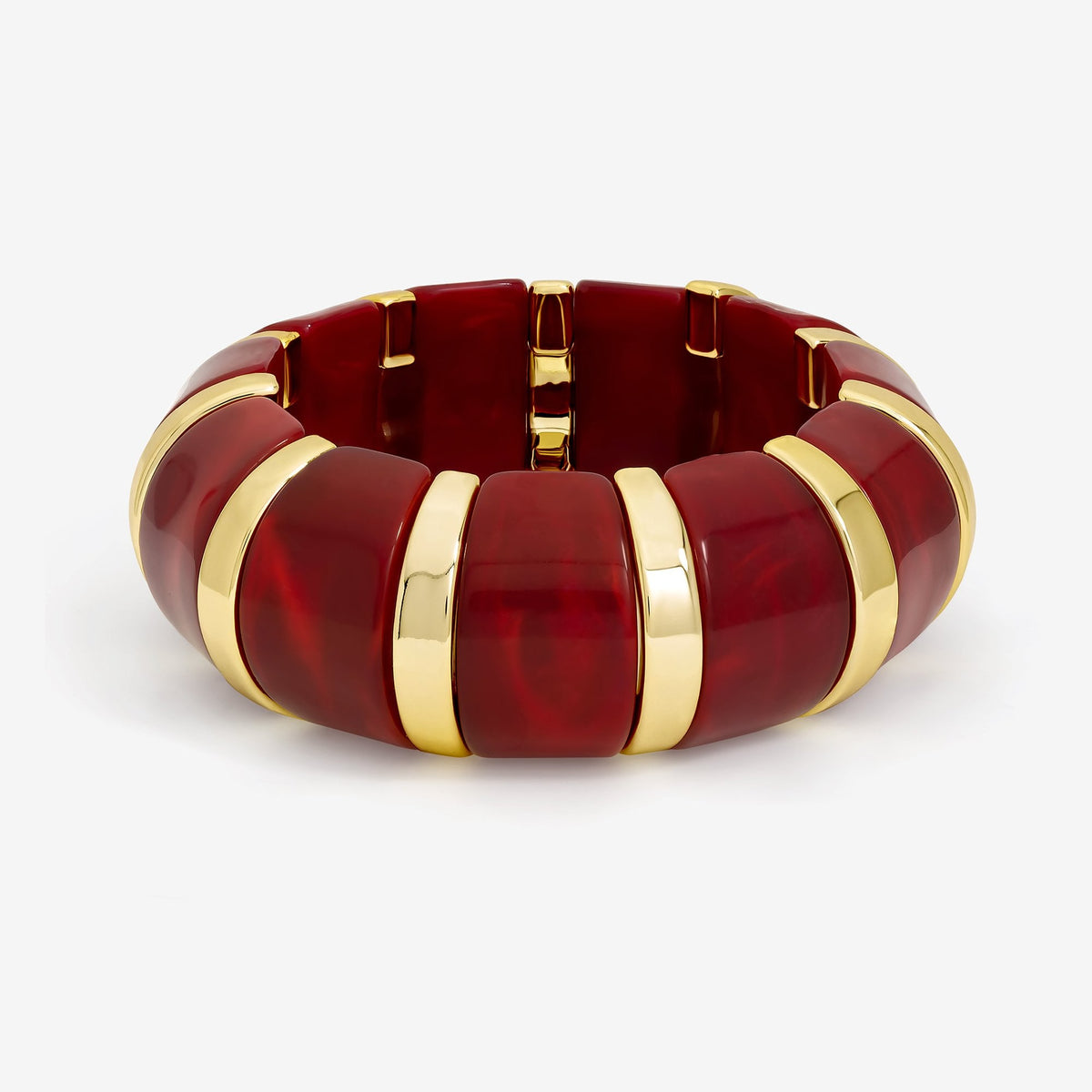 Mood Gold & Burgundy Resin Stretch Cuff