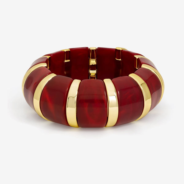 Mood Gold & Burgundy Resin Stretch Cuff