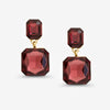 Mood Gold Burgundy Crystal Rectangle Drop Earrings