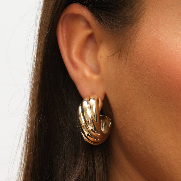 Mood Gold Polished Intertwined Hoop Earrings