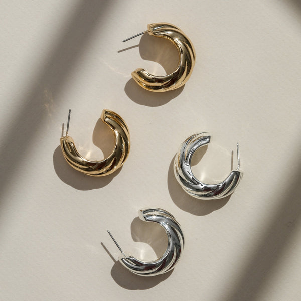 Mood Gold Polished Intertwined Hoop Earrings