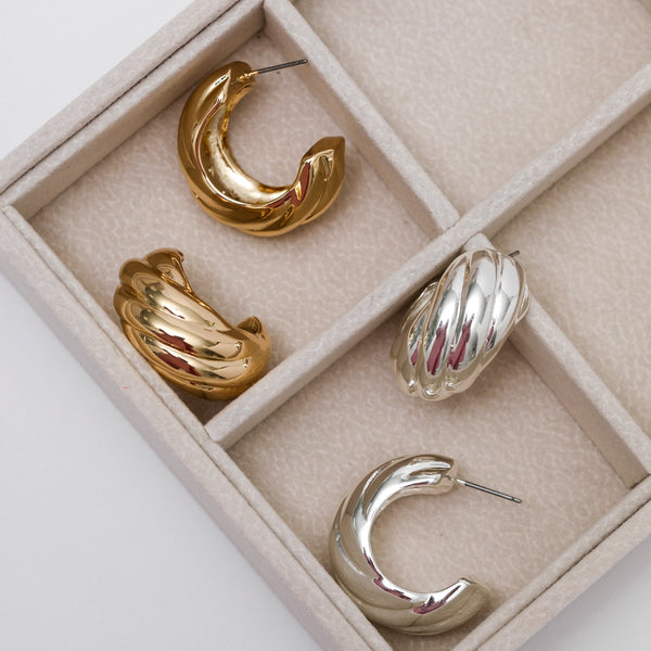 Mood Gold Polished Intertwined Hoop Earrings