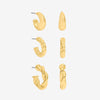 Mood Gold Polished Twist Hoop Earrings - Pack of 3