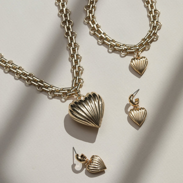 Mood Gold Ridged Heart Bracelet