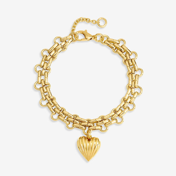 Mood Gold Ridged Heart Bracelet