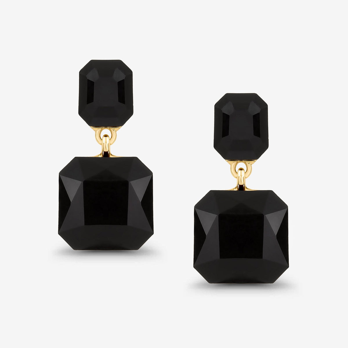 Mood Jet Crystal Rectangle Drop Earrings