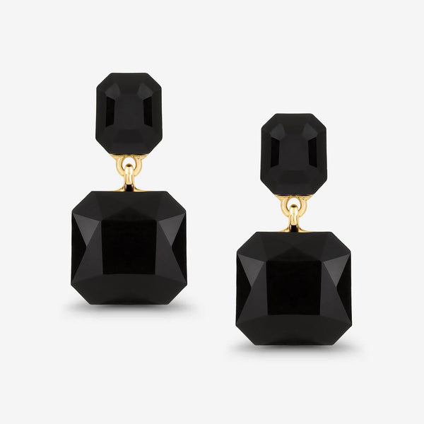 Mood Jet Crystal Rectangle Drop Earrings