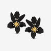 Mood Jet Resin Flower Statement Drop Earrings