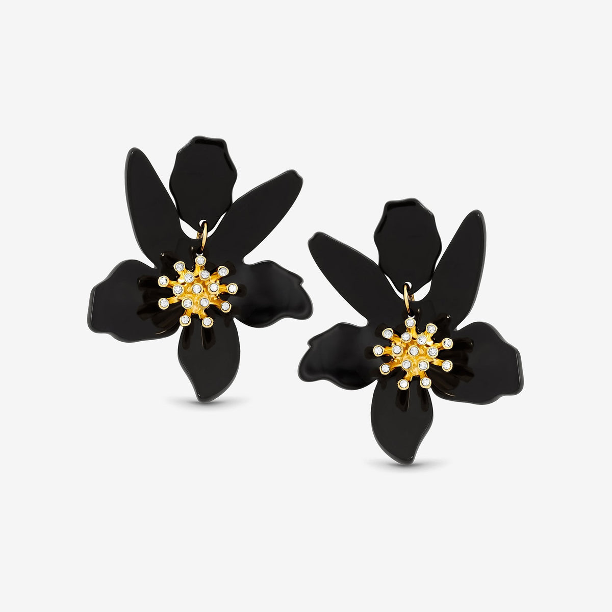 Mood Jet Resin Flower Statement Drop Earrings