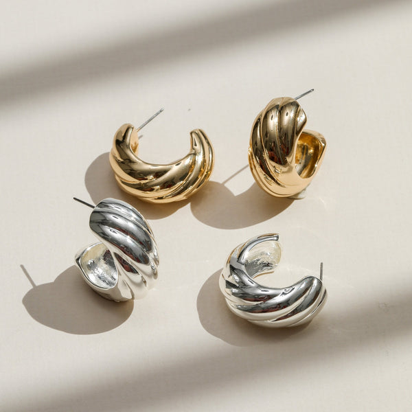 Mood Silver Polished Intertwined Hoop Earrings