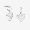 Mood Silver Polished Ridged Heart Huggie Earrings