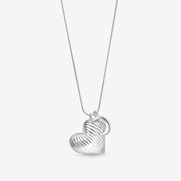 Mood Silver Ridged Heart & Moon Pendant