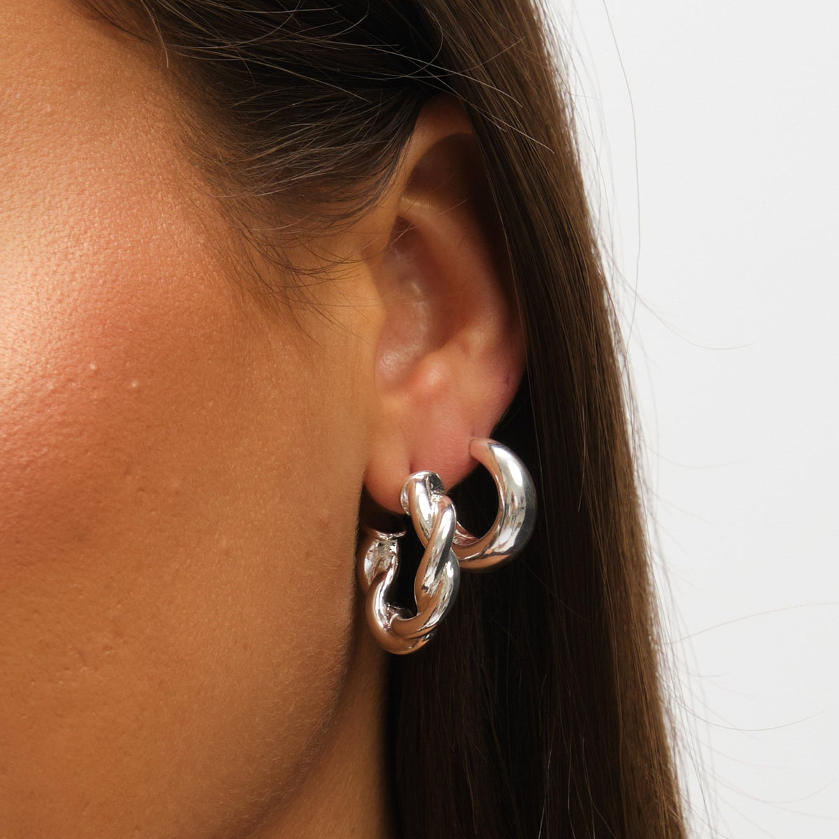Mood Silver Polished Twist Hoop Earrings - Pack of 3